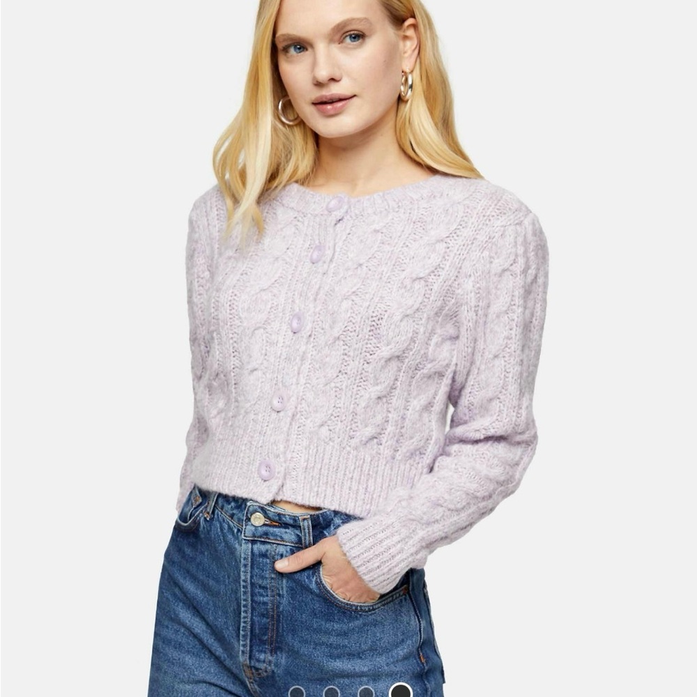 Topshop Light Purple Cable Knit Cardigan